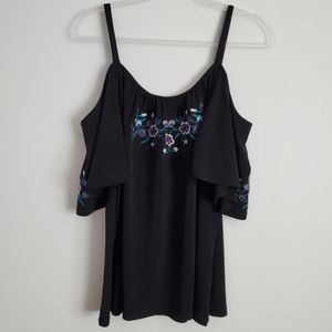 Cold Shoulder Embroidered Top Size XXL